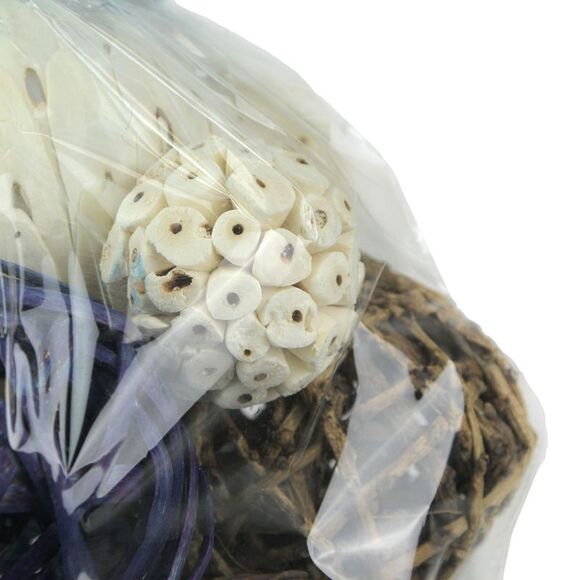 18 Piece Natural Peacock Blue, White and Brown Exotic Dried Organic Decor Balls - Picture 2 of 6